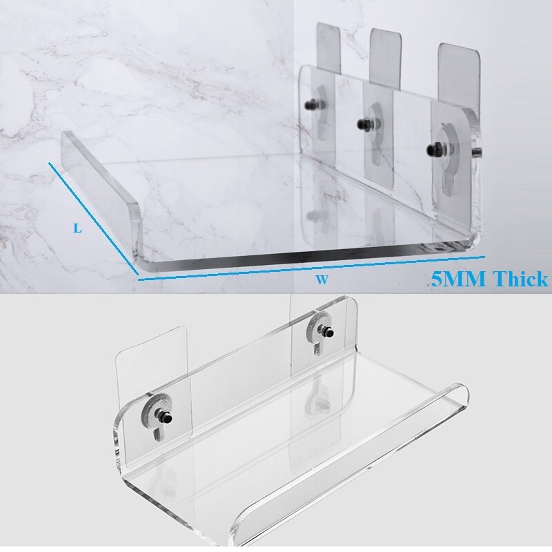 Clear U-Shaped Acrylic Floating Shelf Booklet Bookshelf Wall Ledge Spice Rack Bathroom Storage