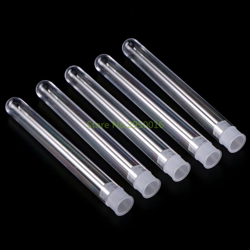 50Pcs/Pack 12x100mm Transparent Laboratory Clear Plastic Test Tubes Vials With Push Cap School Lab Supplies Test Tube C26