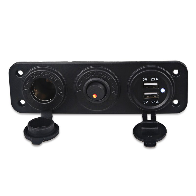 5V 2.1A + 2.1A Dubbele USB Autolader 12V 24V LED Display Digitale Voltmeter Sigarettenaansteker Power outlet Schakelaar Paneel