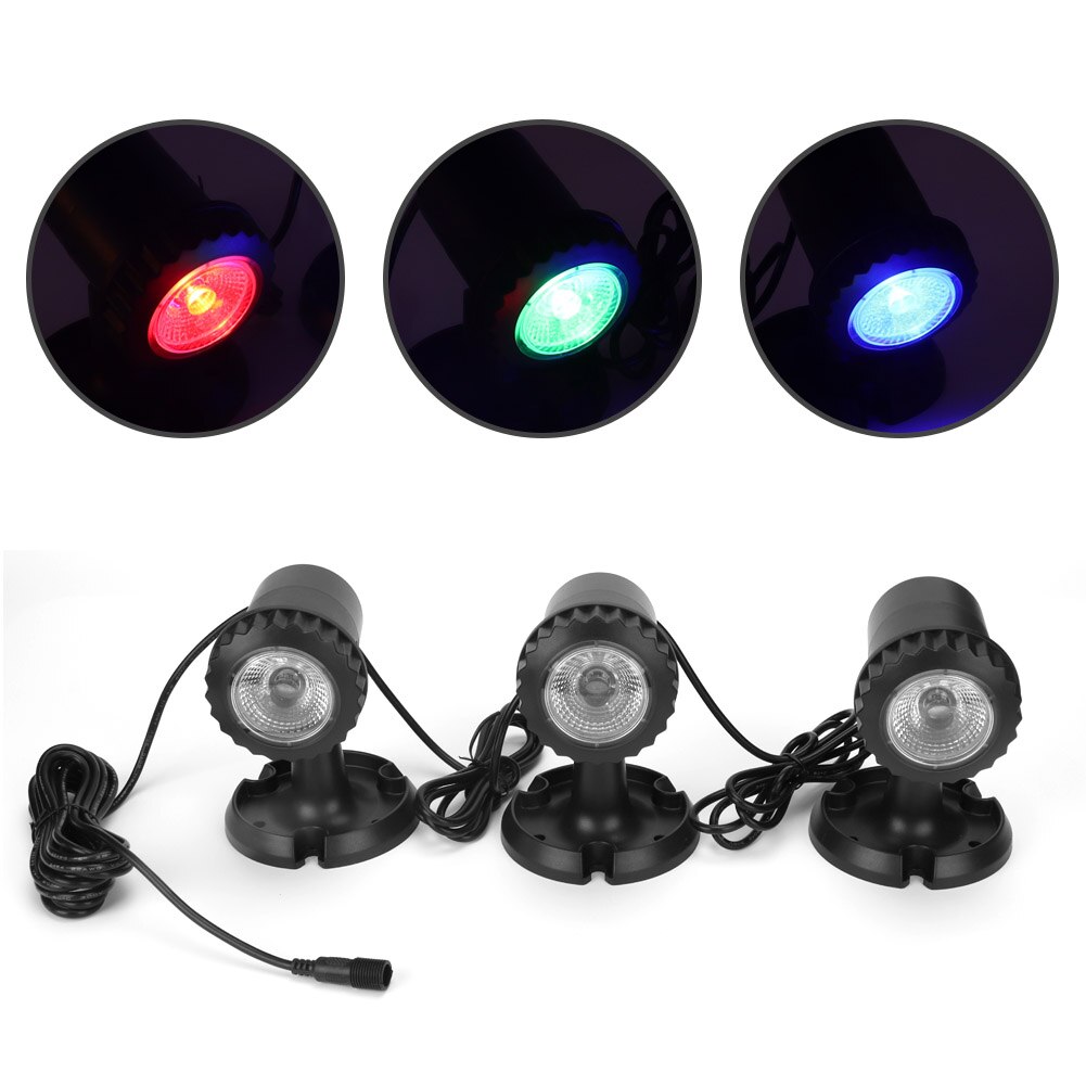 RGB 3 Solar LED Underwater Light Pond Light Landscape Spotlight Waterproof Underwater Projector Light For Pond Garden Lawn