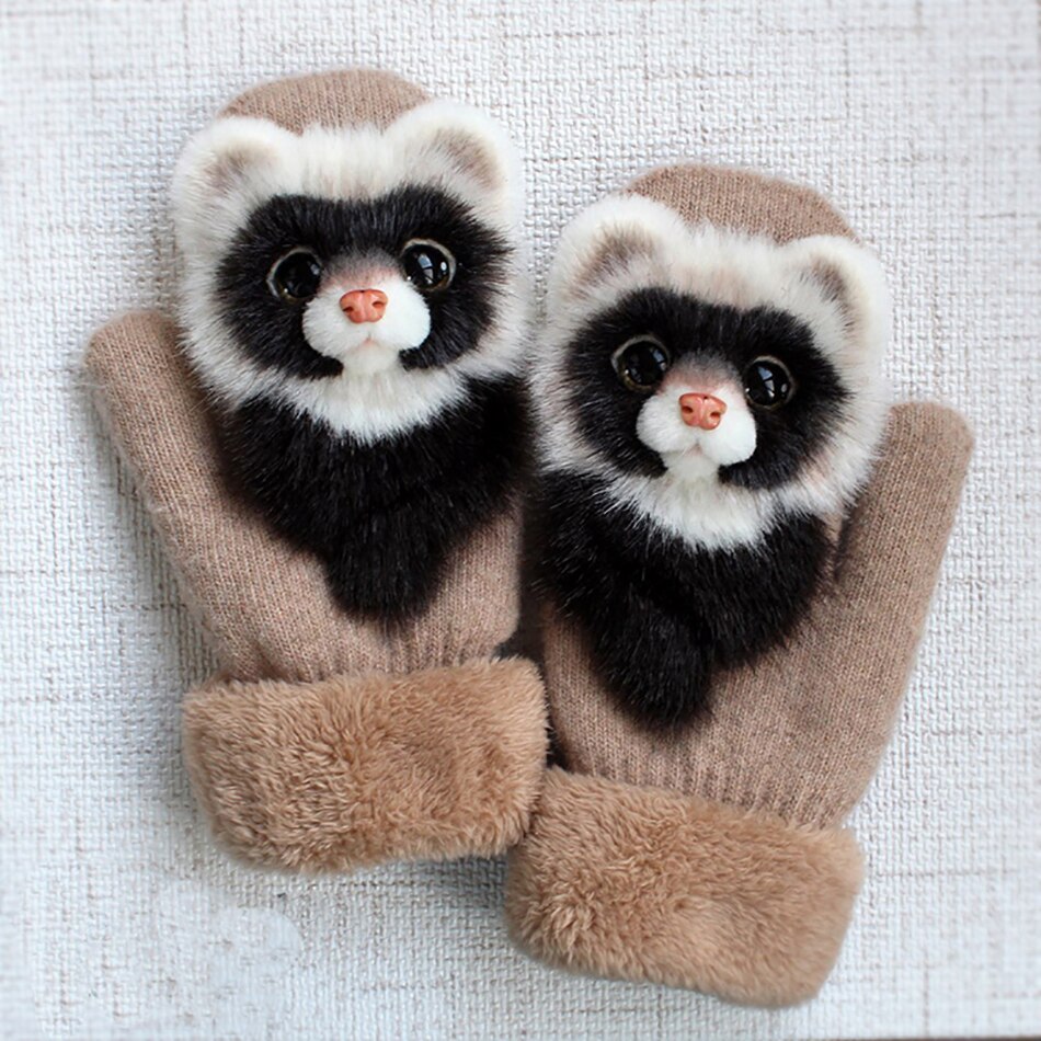 Neue Winter Warme freundlicher Handschuhe Plus Samt Verdickt Nette Katze Karikatur Outfit Mädchen Weihnachten freundlicher Handschuhe