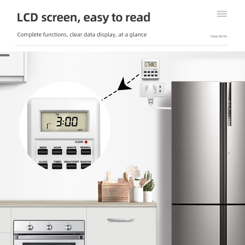 Digitale elektronische Zeitschaltuhr, Steckdose, Küchentimer-Steckdose, 24-Stunden-programmierbare Zeitsteckdose, EU, UK, AU, uns, BR, FR, es, TH-Stecker