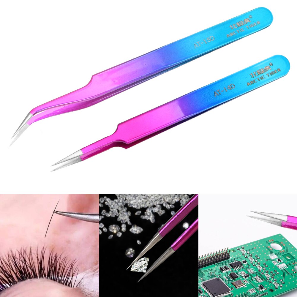 Anti-static Curved Straight Tip Precision Industrial Tweezers Curved Straight Tip Stainless Forceps
