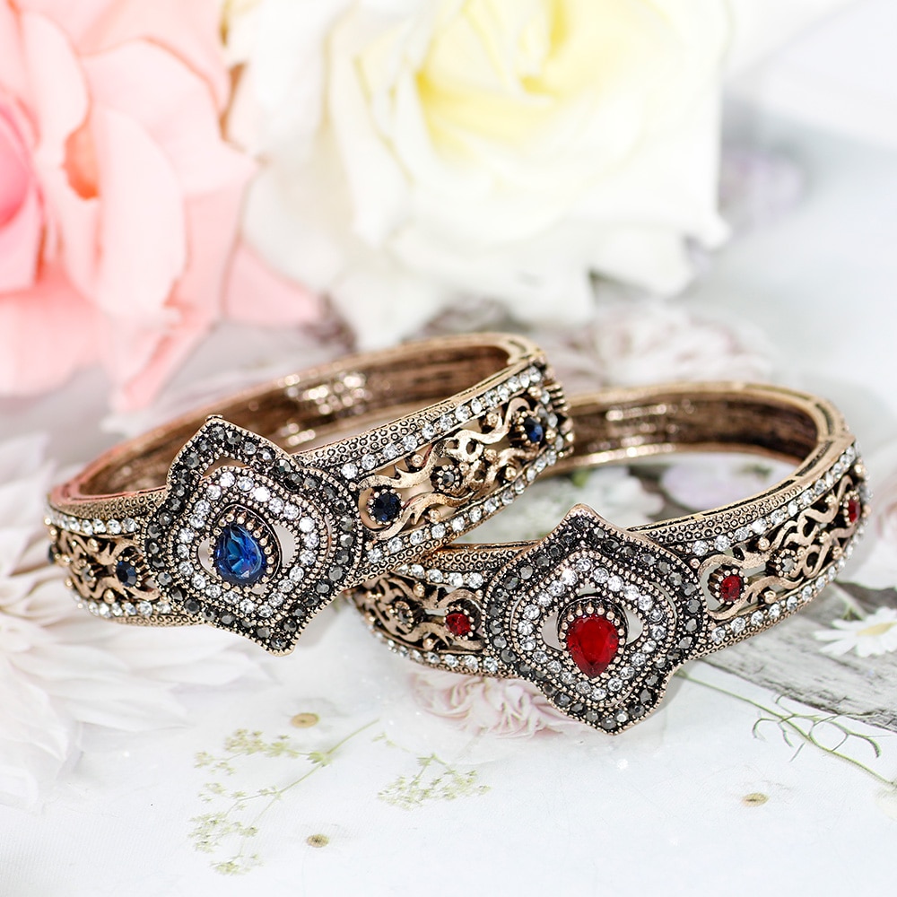 SUNSPICE Frau Jahrgang Armreif Türkische retro Gold Farbe Strass Manschette Armbinde Persien Frauen Ethnische Hochzeit Schmuck
