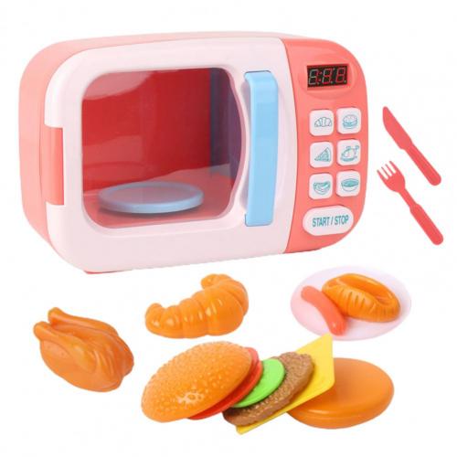 Modèle de Simulation de four à micro-ondes, jouet de synchronisation, maison de poupée Interactive: Rose