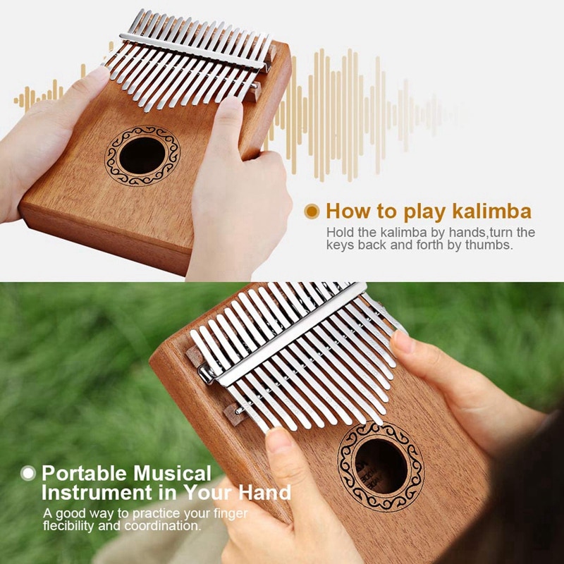 17 teclas Kalimba pulgar Piano dedo Piano juguetes musicales con Tune-Hammer y libro de música
