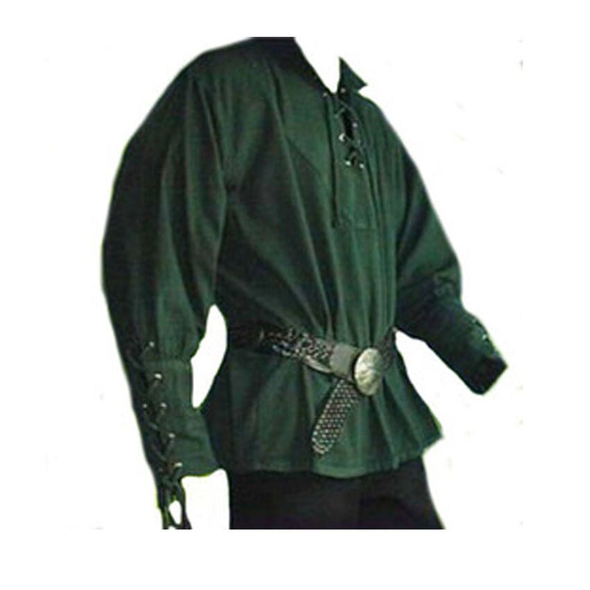 Mannen Middeleeuwse Renaissance Grooms Piraat Reënactment Larp Kostuum Vetersluiting Up Shirt Bandage Top Midden Leeftijd Kleding voor Volwassen XXXL: Color4 / L