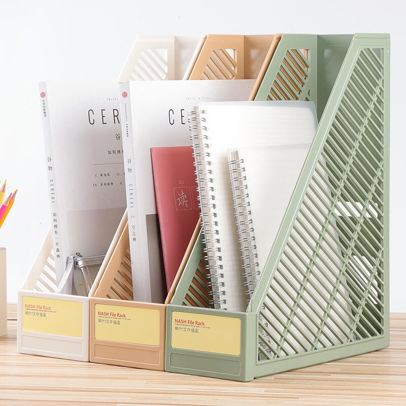 DIY Desk Organizer File Tray Book Stand Office School Desk Book Storage Box Bookends Book Shelf Stationery Organizer