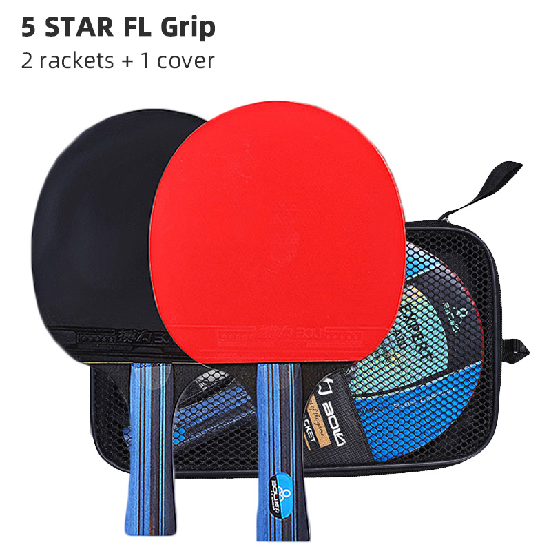 BOLI 5/6 Star Table Tennis Racket Offensive 2 Pcs Ping Pong Paddle with Fine Elasticity: WHITE