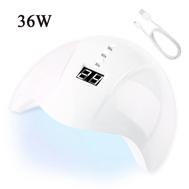 48W Nagel Droger Gel Zon Uv Led Nagels Lamp Voor Nagels Manicure Gel Polish Sneldrogend Auto Sensor Timer ijs Hybrid Lamp: 36 W-USB-white