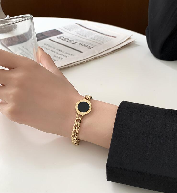 316L Edelstahl Neue Gehobenen Schmuck Römischen Ziffern Natürliche Hülse Charme Starke Kette Armbänder Armreifen Für Frauen