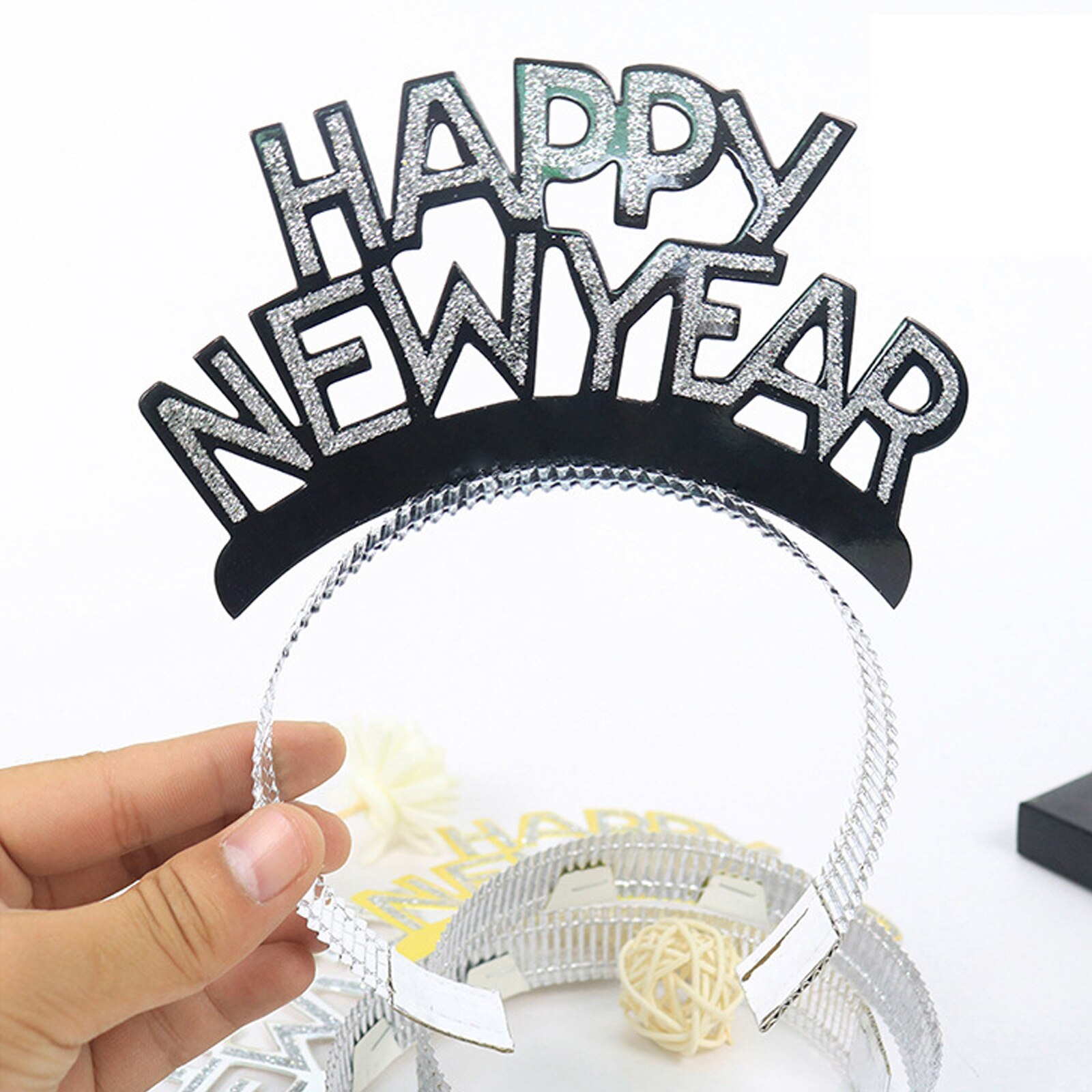 Behogar 3 uds lindo feliz año pelo diadema Aro para la cabeza adornos Navidad de Año decoración de colores de mezcla
