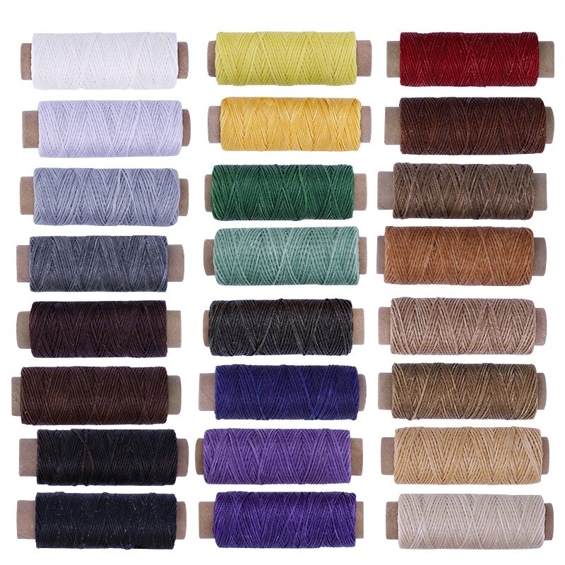 Hilo encerado de 24 colores, hilo encerado para costura a mano de cuero 150D para artesanía de cuero DIY, hilo de 50 metros