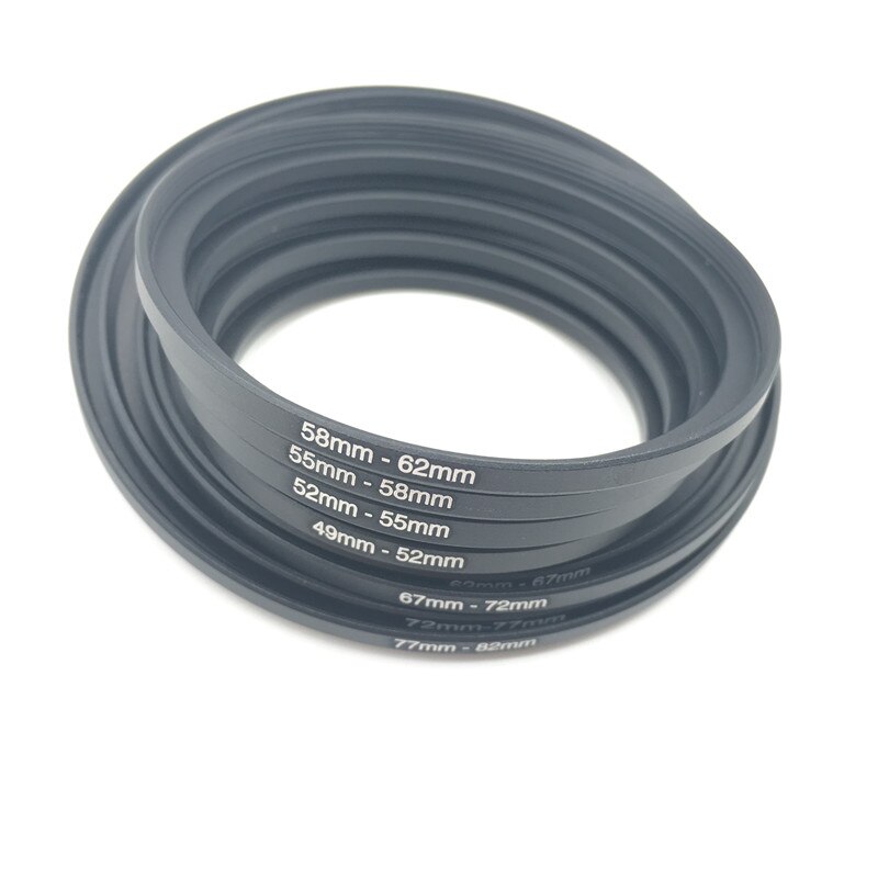 Metal Step Up Rings Aluminum Universal Lens Adapter Filter Set 37-49-52-55-58-62-67-72-77-82mm