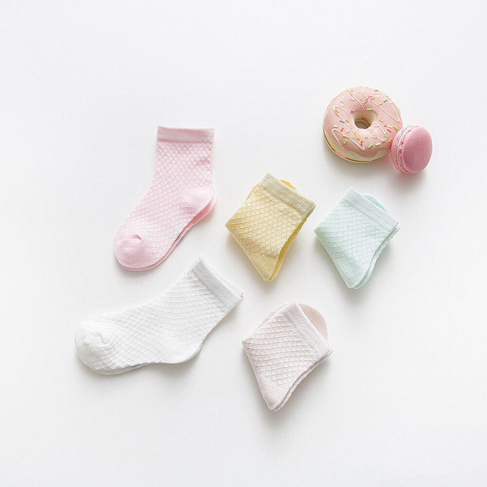 5 Paare/los 0-2Y Baby Socken Sommer Baumwolle 3D Karikatur Ebene freundlicher Socken Mädchen Gittergewebe Nette Neugeborene Junge Kleinkind Socken Baby