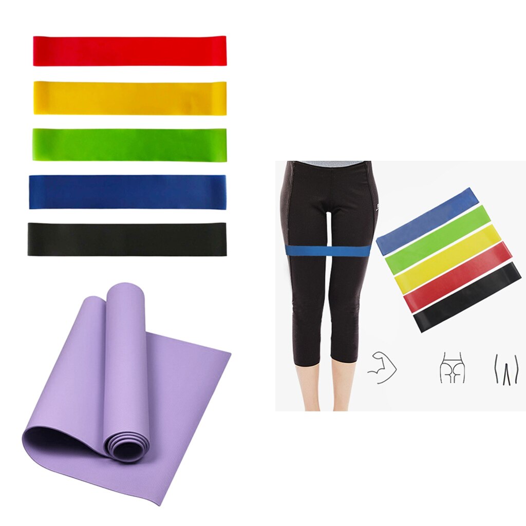 Premium Yoga Mat Pad Resistance Bands Loop Set Gym Exercise Fitness Butt Lift