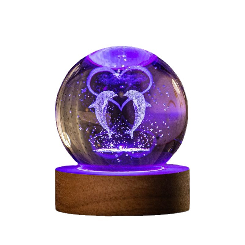 Lámpara de cristal brillante, luz nocturna de galaxia planetaria, bola de cristal, luz de mesita de noche, decoración del hogar, de Navidad