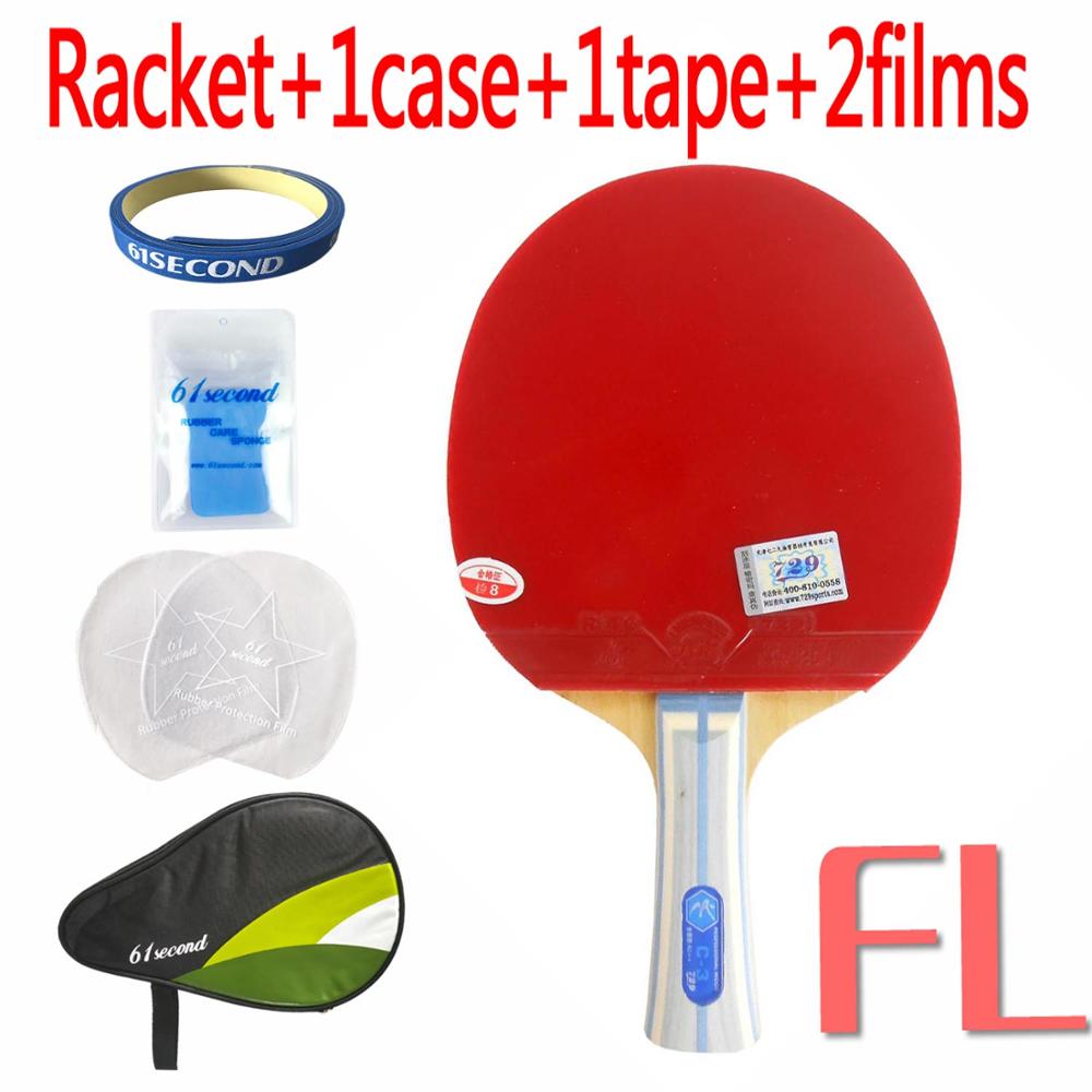 Pro Combo Racket 729 C-3 Blade met 2x Algemene Rubbers voor Tafeltennis paddle bat: FL with HM case