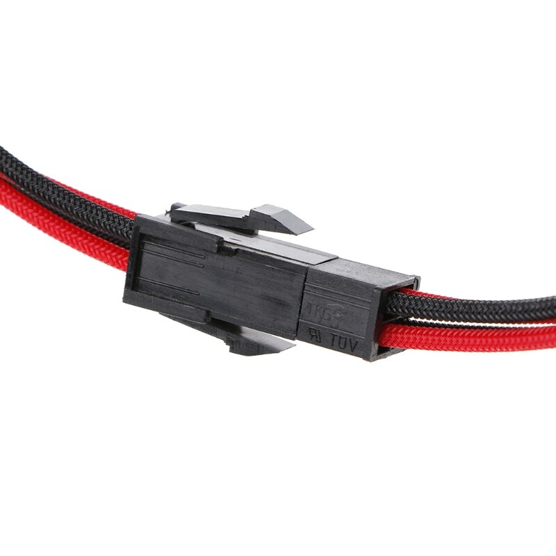 ATX EPS CPU 4PIN Female to Male 18AWG PSU Extension Power Cord/Cable with Red/Black Sleeving