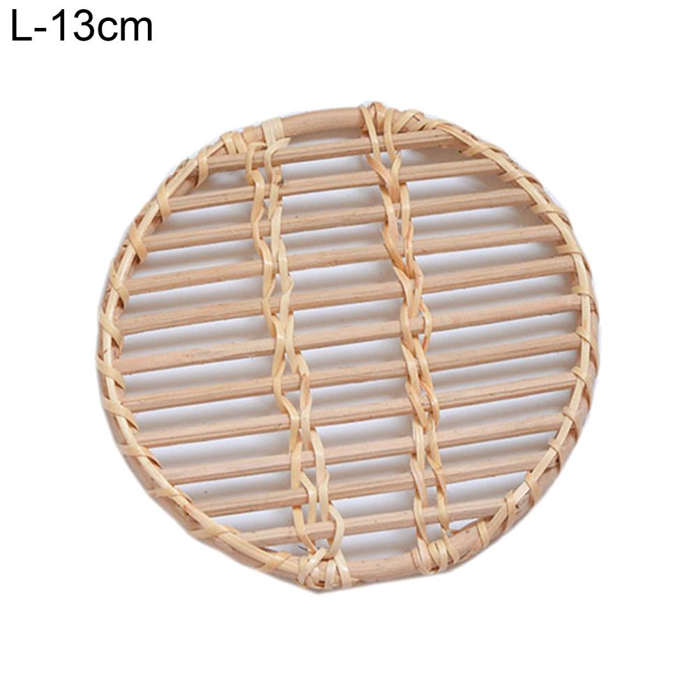 Tkane rattanowe taca przekąnarty kawa mata na stół fotografia rekwizyty Dom dekoracje kubek robić izolacji termicznej mata robić przechowywania kuchni: L