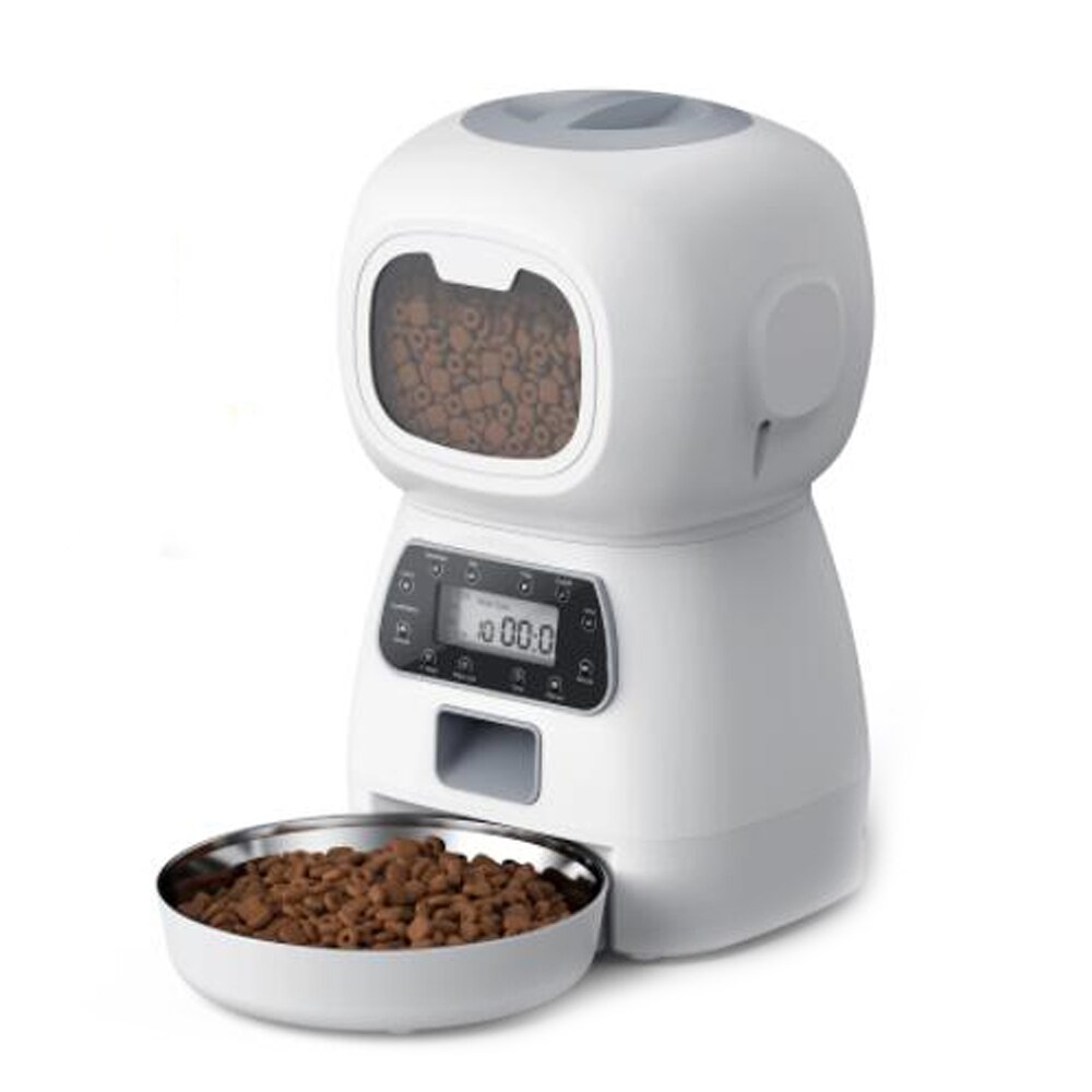 Stor kapacitet kæledyr automatisk foderautomat smart stemmeoptager app kontrol timer fodring kat hundemad dispenser med wifi kæledyr skål: 3.5l føder