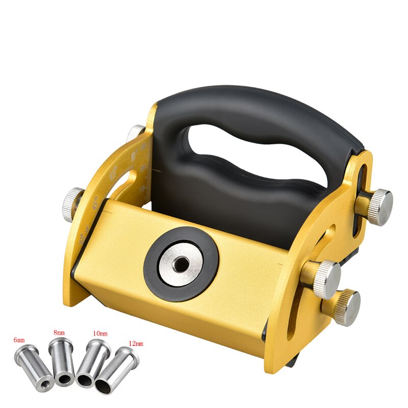 Multi-Hoek Pocket Gat Jig Schuine Gat Locator Boren Tool Kit 6/8/10/12Mm treknagel Jig Aluminium Joinery Schrijnwerker Diy Gereedschap: Yellow