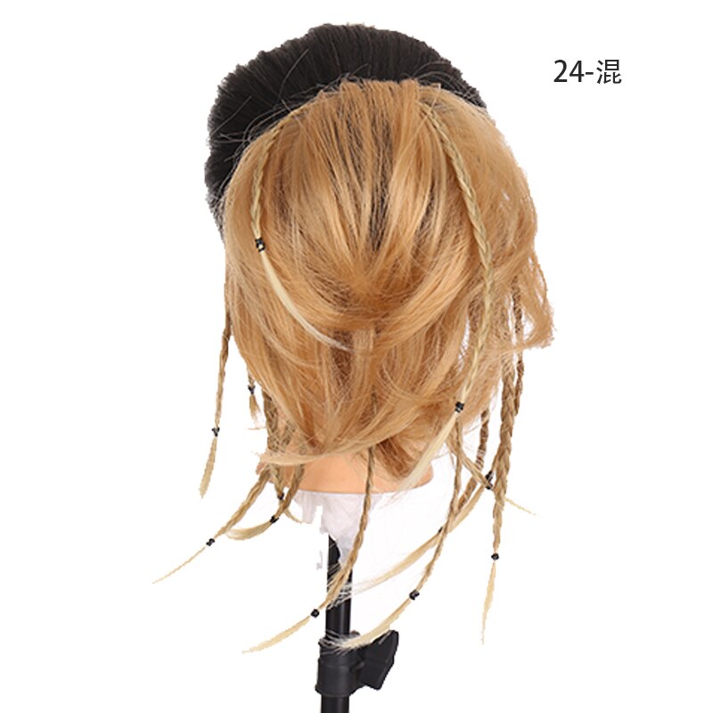 QUEENYANG-Peluca de fibra sintética, pelo rizado con banda trenzada, pelo liso, Color de belleza desordenado: 24-27
