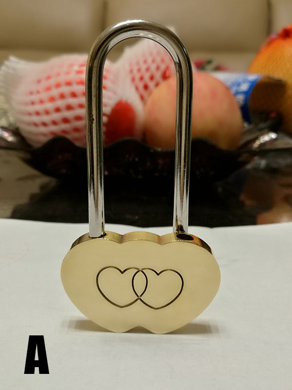 Mini messing hængelås kærlighedslås ønske lås graveret dobbelt hjerte valentines jubilæumsdag elskere bryllup kærligheds lås