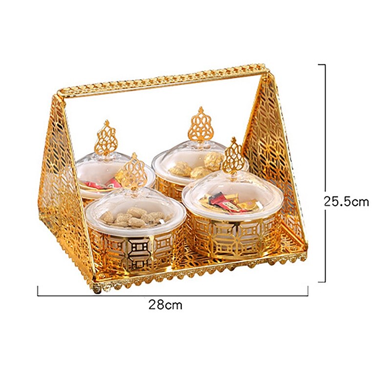 Snack Storage Box High-End Grid Fruit Basket Coffee Shop Afternoon Tea Dessert Fruit Plate Sugar Jar Home Decoration