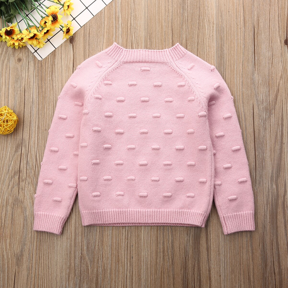 Sweet Toddler Kids Baby Girl Knitted Tops Solid Sweater Autumn Winter Clothes UK