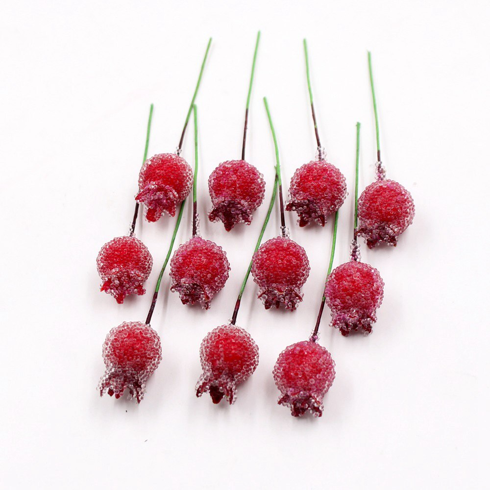 10Pcs/lot Mini Plastic Artificial Pomegranate Flowers For Wedding Party Decoration DIY Craft Christmas Decor Accessories: Flannel