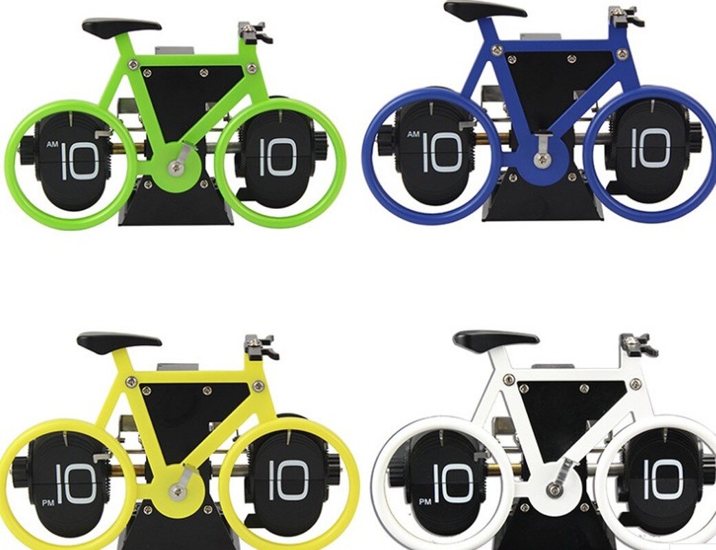 Flip Clock Bicycle Shaped Clock Table Alarm Travel Clock Home Decorative WF110608