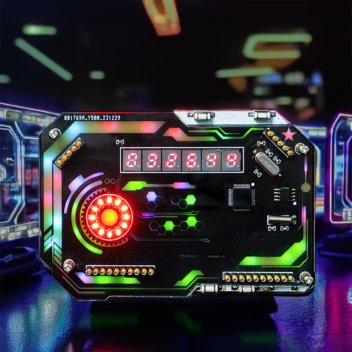 Desktop Digital Clock Electronic DIY Kit Cyberpunk Clock Soldering Fabrication Kit Gaming Desktop Ornament