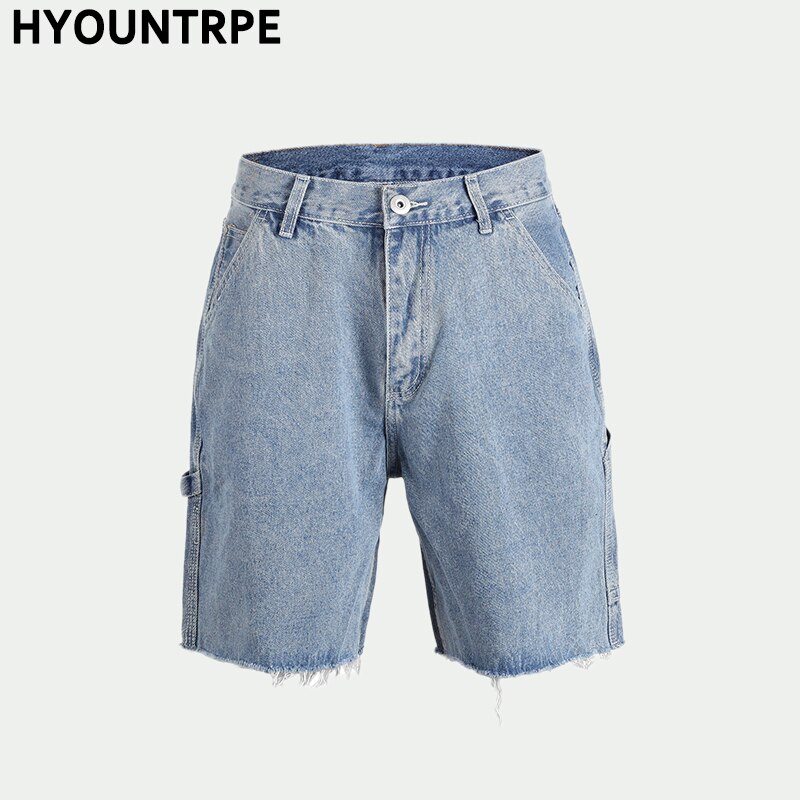 Mannen Retro Losse Korte Jeans Mode Straight Denim Gewassen Half Broek Mannelijke Toevallige Zomer Ripped Hip Hop Street Wear broek