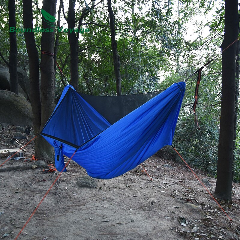 Grænseløs rejse camping hængekøje med myggenet letvægts bærbar vandretur backpacking camping picnic nylon