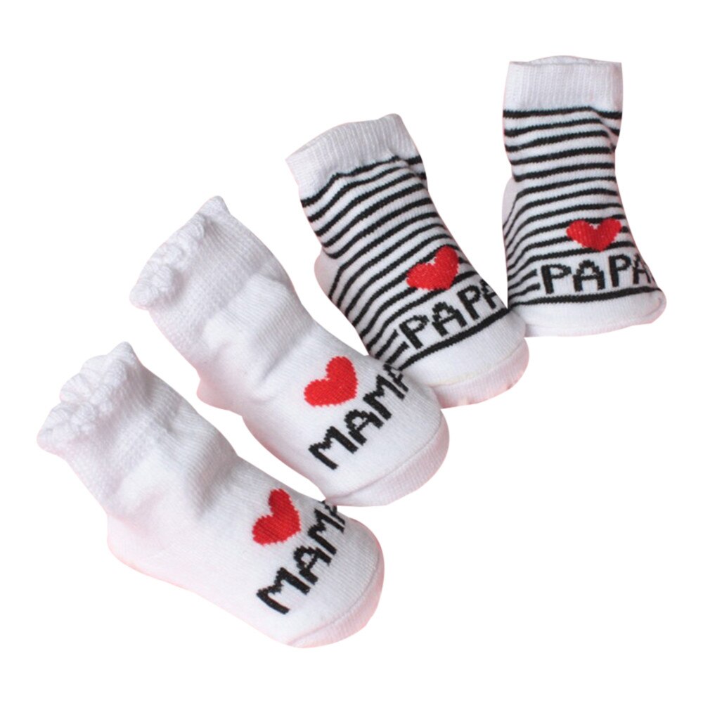 Meias bebê Macio Menina Menino Infantil Slip-resistente Piso Socks Stripe Imprimir Carta de Amor Mamãe Papa Bebê Meias Детские носки ##3
