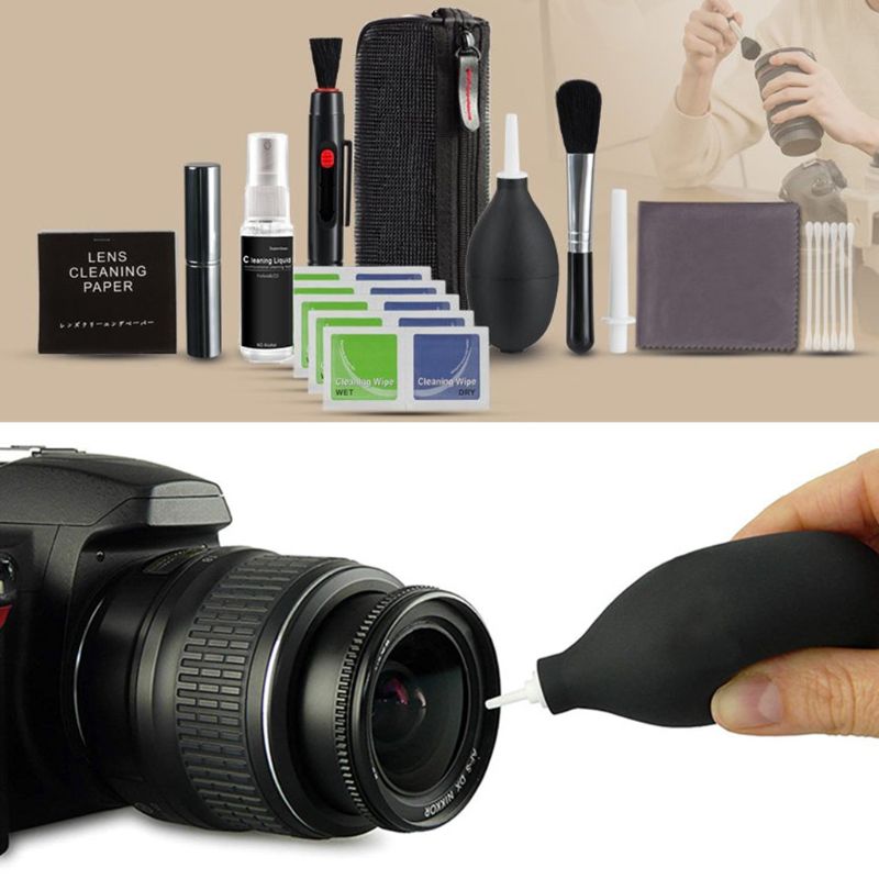 Dslr kamera rengøringssæt profession digitalkamera rengøringssæt linse rengøringsværktøj med bæretaske