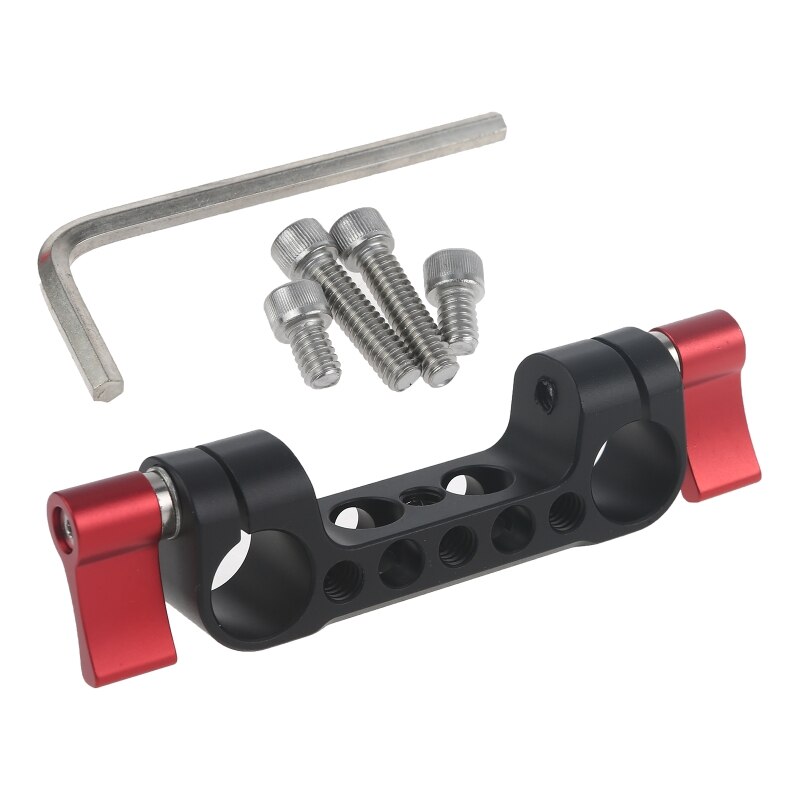 T8WC 15mm Double Hole Pipe Clamp Rail Connector SLR Camera Parallel Dual-Hole Multi-Function Pipe Clamp for DSLR Camera Rig: Red