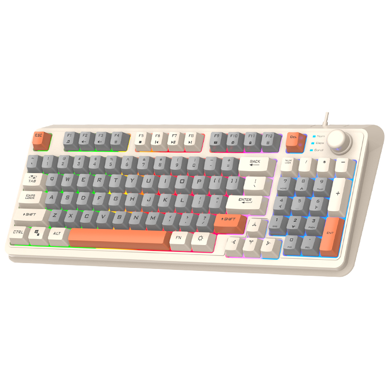 XUNFOX K82 Gamingowa Klawiatura Gamingowa Świecąca Przewodowa USB Komputer Stacjonarny/Notebook Dostępna 19-klawiszowa bezdotykowa pokrętło do regulacji głośności