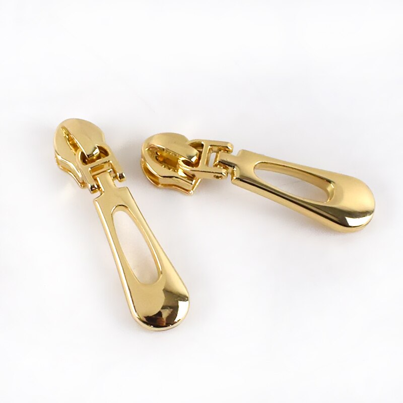 5/10Pcs Rits Sliders Voor 5 # Nylon Ritsen Trekt Jas Pocket Rits Hoofd Tas Reparatie Kits Vervanging diy Naaien Accessoires: LightGold / 10Pcs