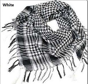 Women Men Unisex Checkered Arab Grid Neck Keffiyeh Palestine Scarf Wrap 100*100 cm 5 Colors: white