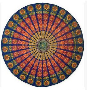 Yoga Mat Deken Mandala Strandlaken Indian Grote Lotus Afdrukken Ronde Kwastje Wandtapijt Totem Deken Vloer Pad Voor Decoratieve