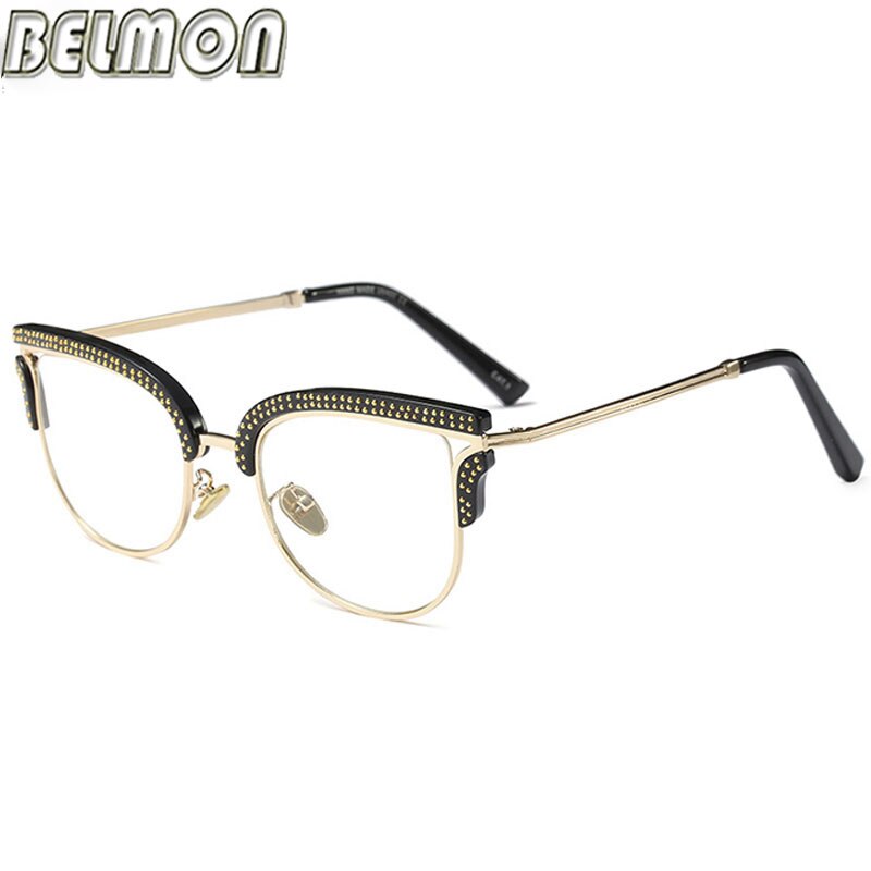 Belmon Optical Eyeglasses Women Prescription Spectacles Diamond Glasses Frames Transparent Clear Lens Eyewear RS824