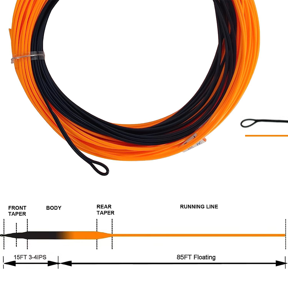 Aventik 100FT Sinking Tip Floating Line Fly Fishing Line 3-6 IPS WF4-8F/FS with 2pcs Welded Loop with Braided Core