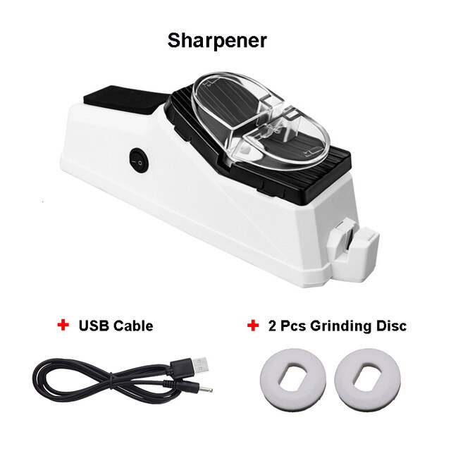 Messenslijper Professionele Usb Elektrische Messenslijper Verstelbare Voor Keukenmessen Gereedschap Mes Schaar Slijpen: WHITE