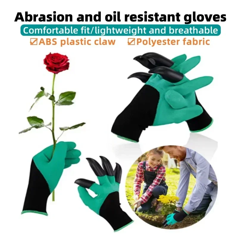 1 Paar Schutzhandschuhe zum Graben und Stechen von Gartenhandschuhen mit Krallen, geeignet zum Gartenarbeiten, Gemüsepflanzen, Blüten