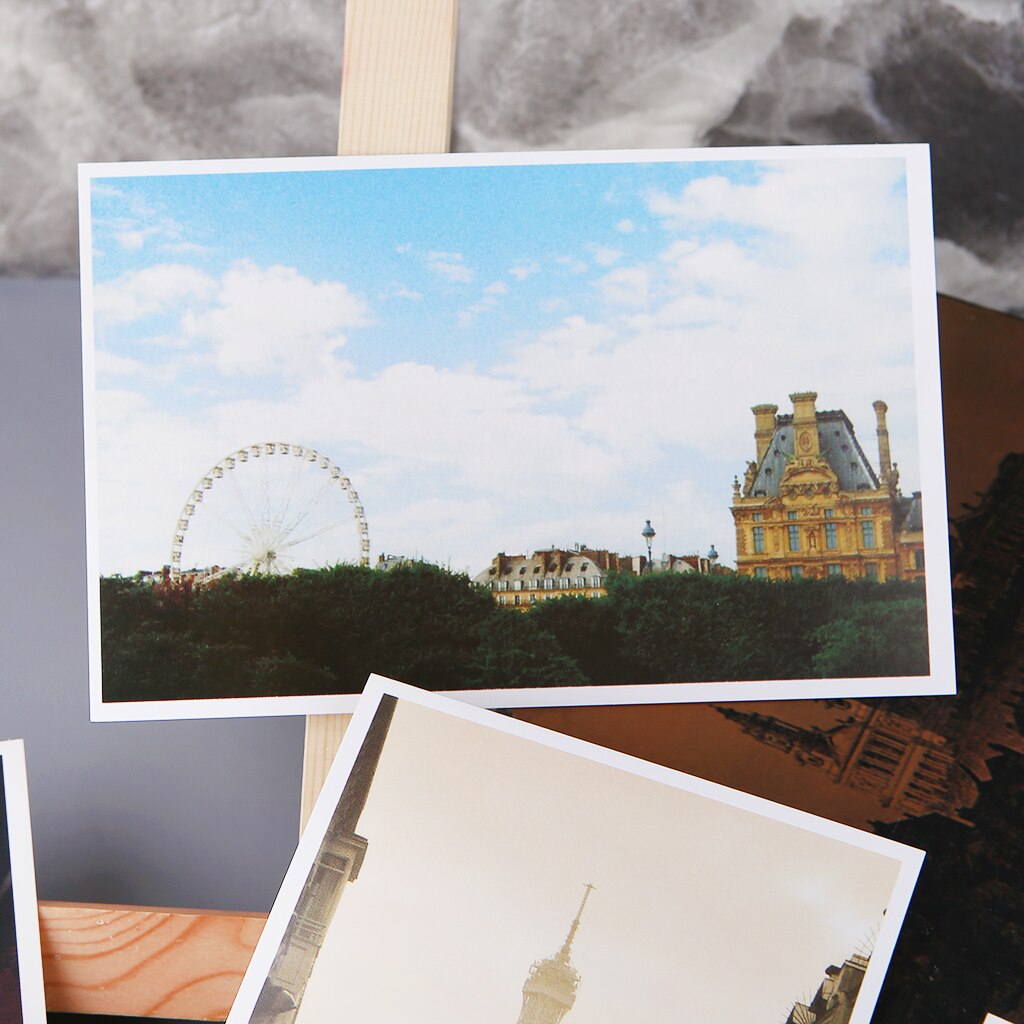 30 Sheets Eiffel Tower Paintings Retro Vintage Postcard Christmas Card Wish Poster Cards