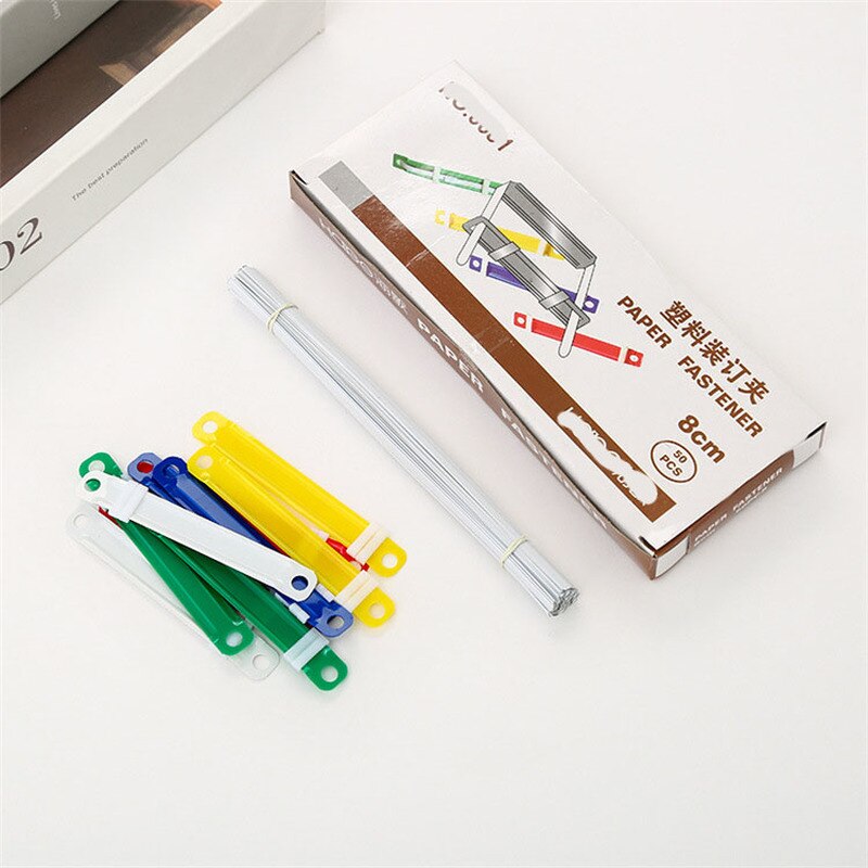 50 sets of plastic color plastic binding clip two-hole binding strip binding button office and learning binding supplies