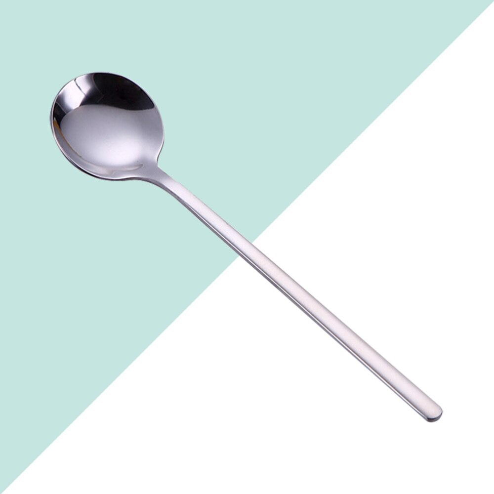 5 Pcs Stainless Steel Round Spoons Coffee Spoons Bouillon Spoons for Foodservice (Silver)