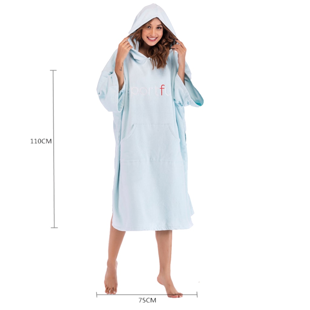 Kvinder mænd mikrofiber våddragt skift kåbe poncho med hætte hurtig tør svømme strand pool surf håndklæde kompakt og let badekåbe
